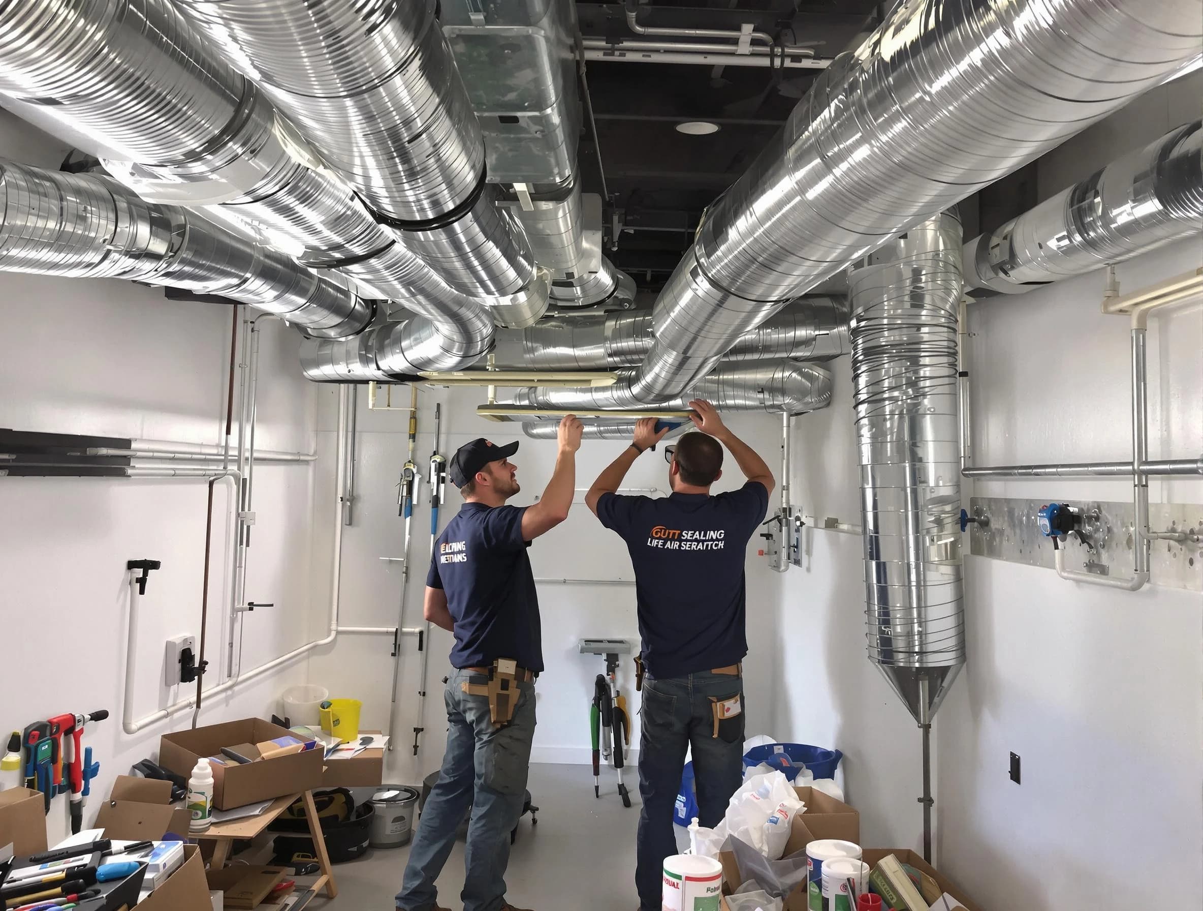 Fort Lee Air Duct Cleaning technician applying professional duct sealing solutions in Fort Lee