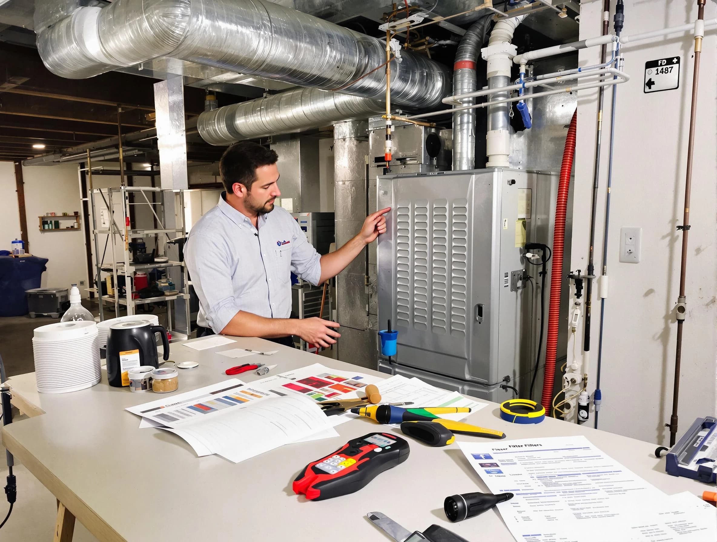 Fort Lee Air Duct Cleaning inspector conducting detailed filter system evaluation using professional diagnostic tools in Fort Lee