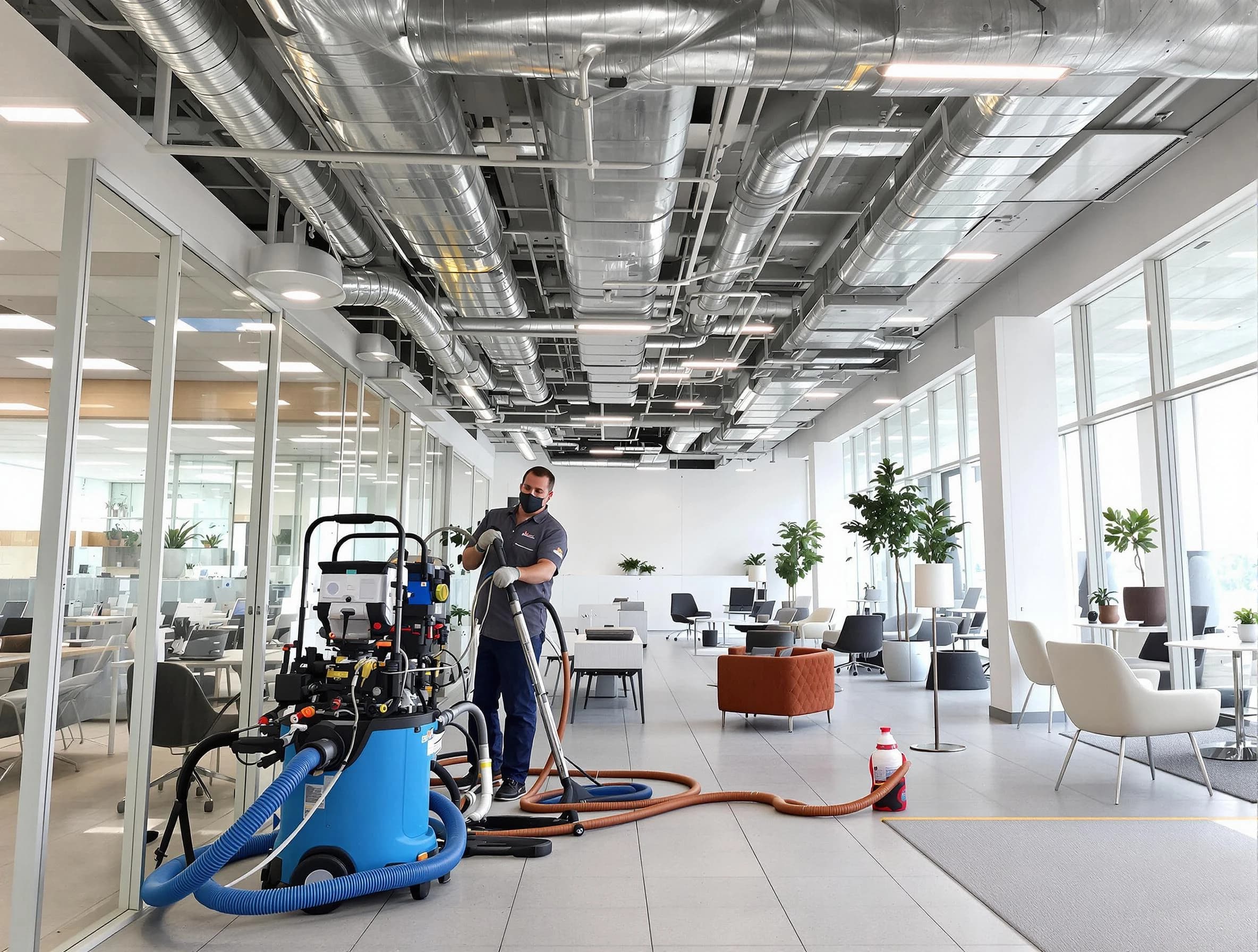 Fort Lee Air Duct Cleaning team conducting comprehensive commercial duct cleaning at a business location in Fort Lee