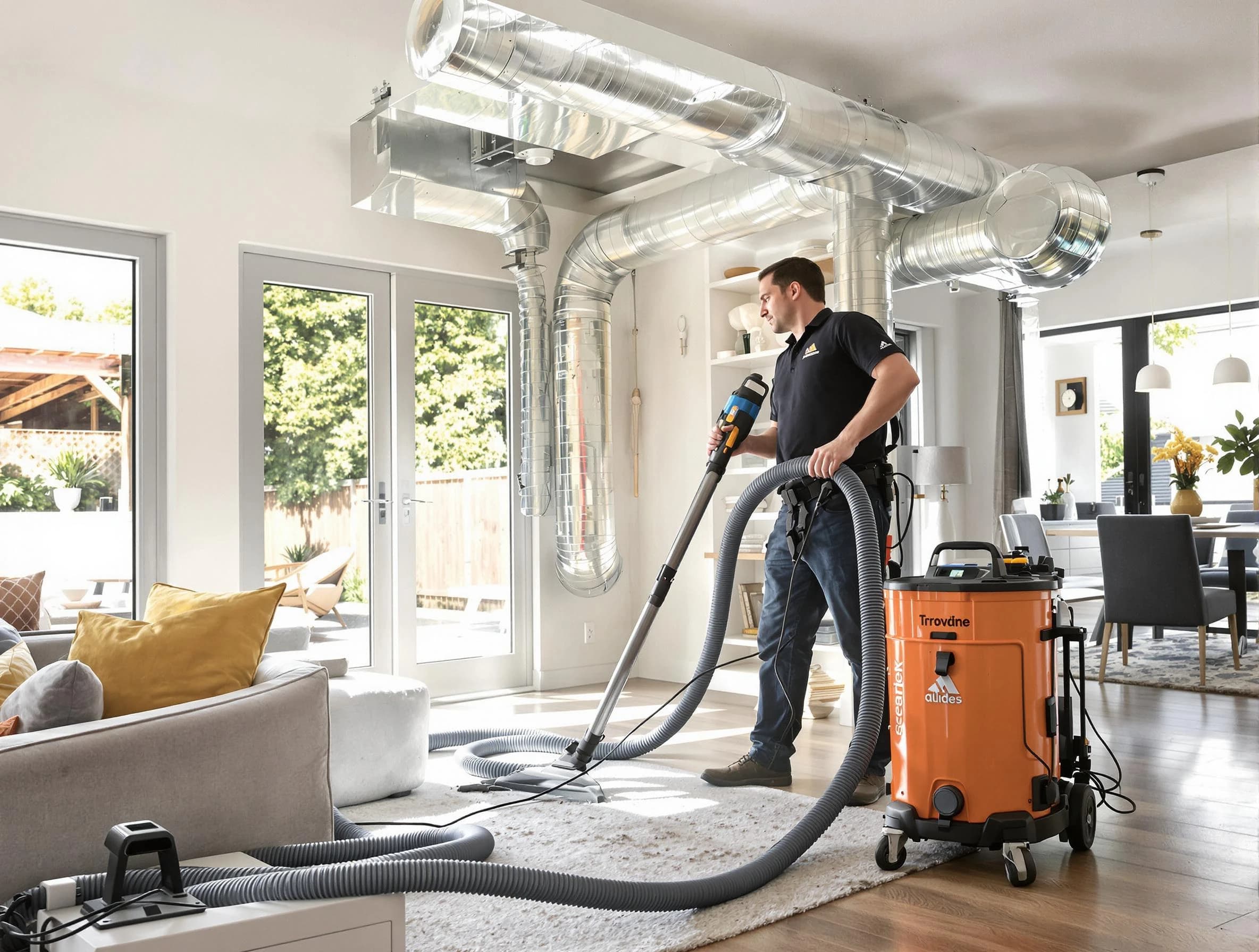 Fort Lee Air Duct Cleaning specialist performing thorough residential duct cleaning using advanced equipment in Fort Lee