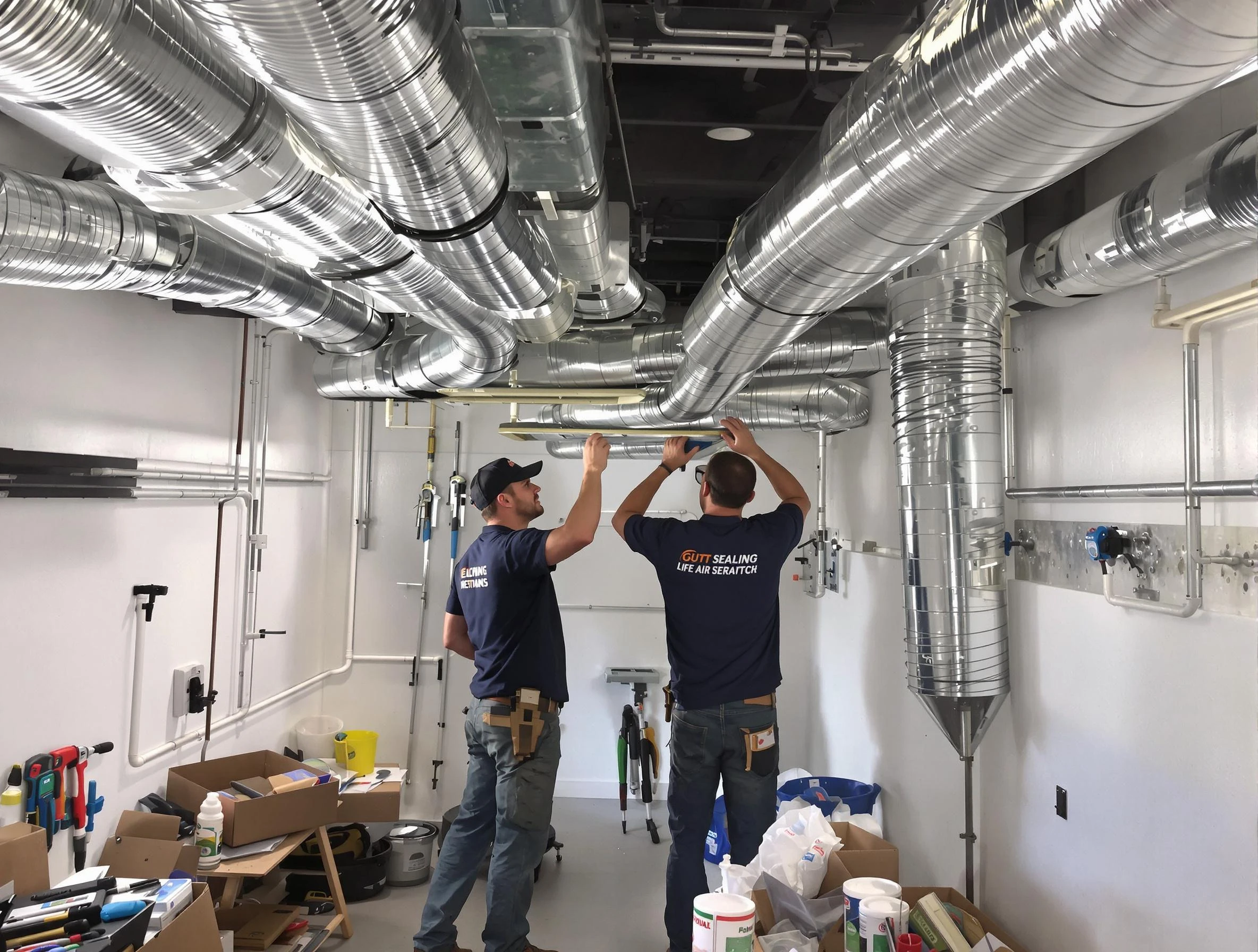 Fort Lee Air Duct Cleaning technician applying professional duct sealing solutions in Fort Lee