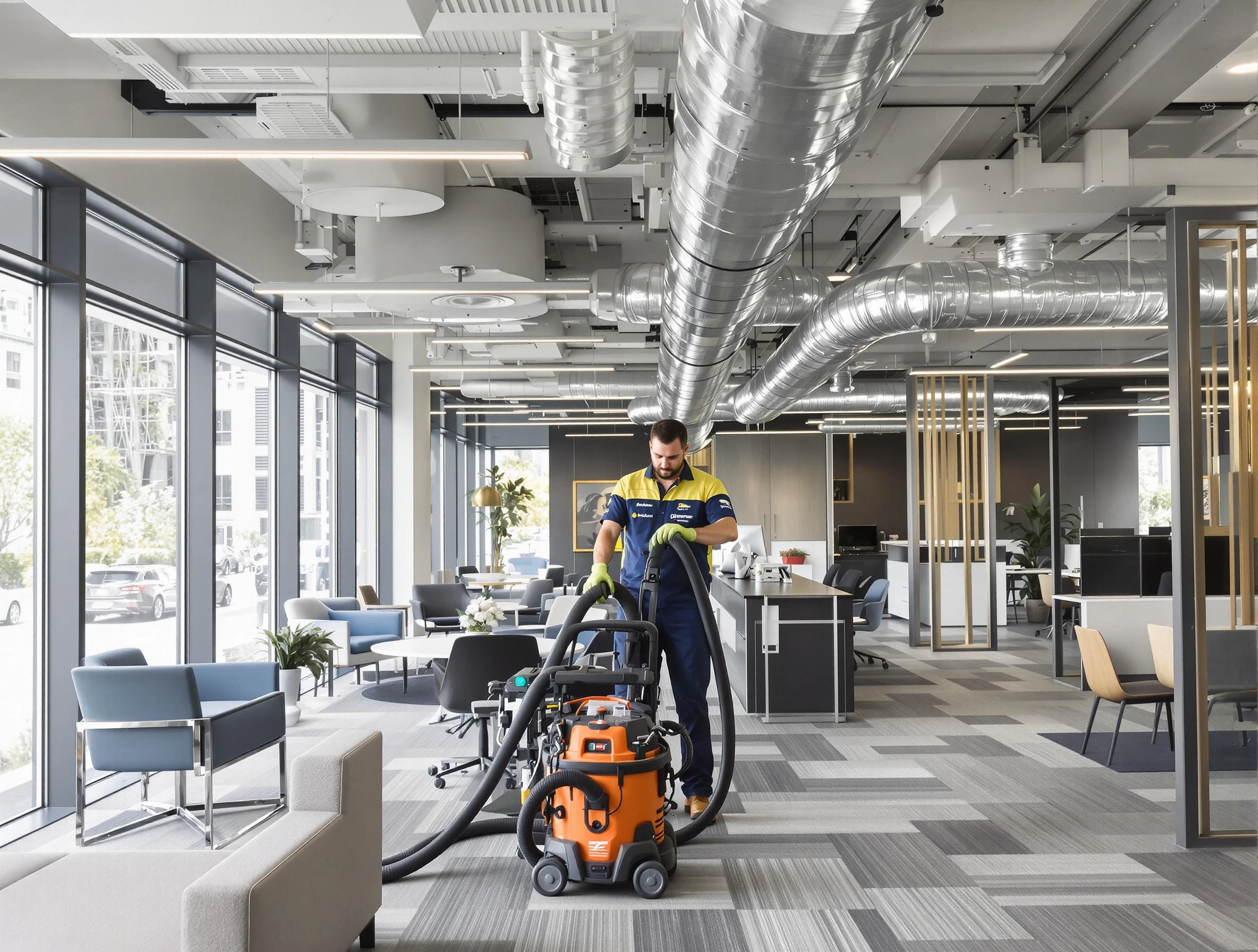 Fort Lee Air Duct Cleaning team performing thorough commercial duct cleaning at a Fort Lee business center